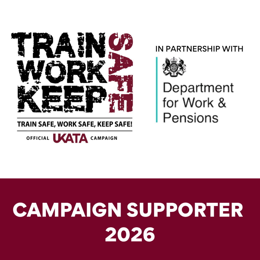 Graphic confirming that ACT is a supporter of UKATA's Train Safe Work Safe Keep Safe campaign.